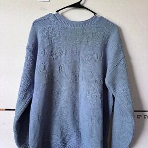 Bobbie Brooks blue knit sweater with textured diamond pattern